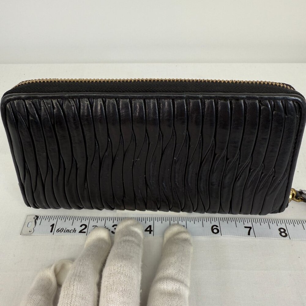 Coach Madison Gathered Leather Accordion Zip Around Wallet Black - Picture 4 of 9